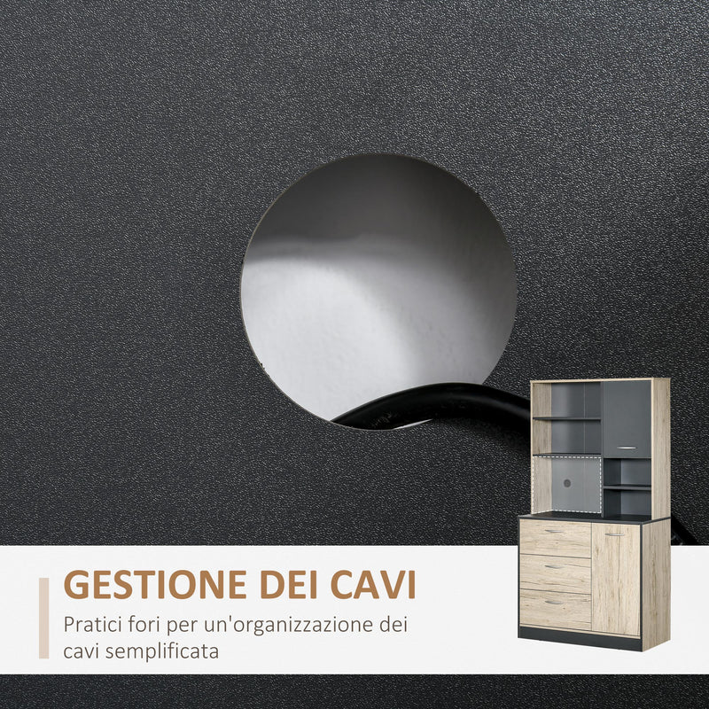 DecHome Mobile da Cucina 4 Ripiani In Legno Rovere e Nero 90x39x169 cm -  835067