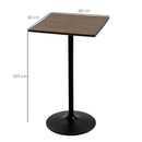 Tavolino da Bar Alto 60x60x103 cm in Metallo e Bambù Noce-3