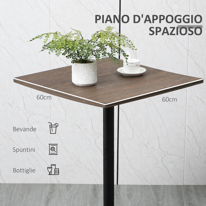 Tavolino da Bar Alto 60x60x103 cm in Metallo e Bambù Noce-4
