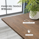 Tavolino da Bar Alto 60x60x103 cm in Metallo e Bambù Noce-6