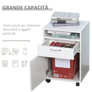 Cassettiera Portadocumenti da Ufficio in Legno con 2 Cassetti e Ruote Bianco 40x35x60 cm -5