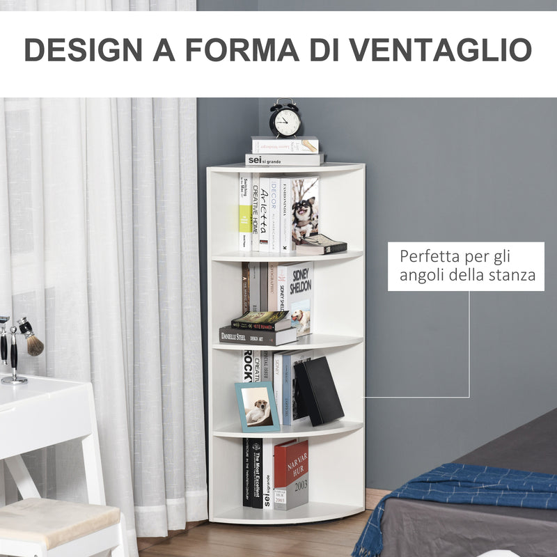 Libreria ad Angolo da Parete e Muro con 4 Ripiani in Legno Bianco  39.5x39.5x120 cm – acquista su Giordano Shop