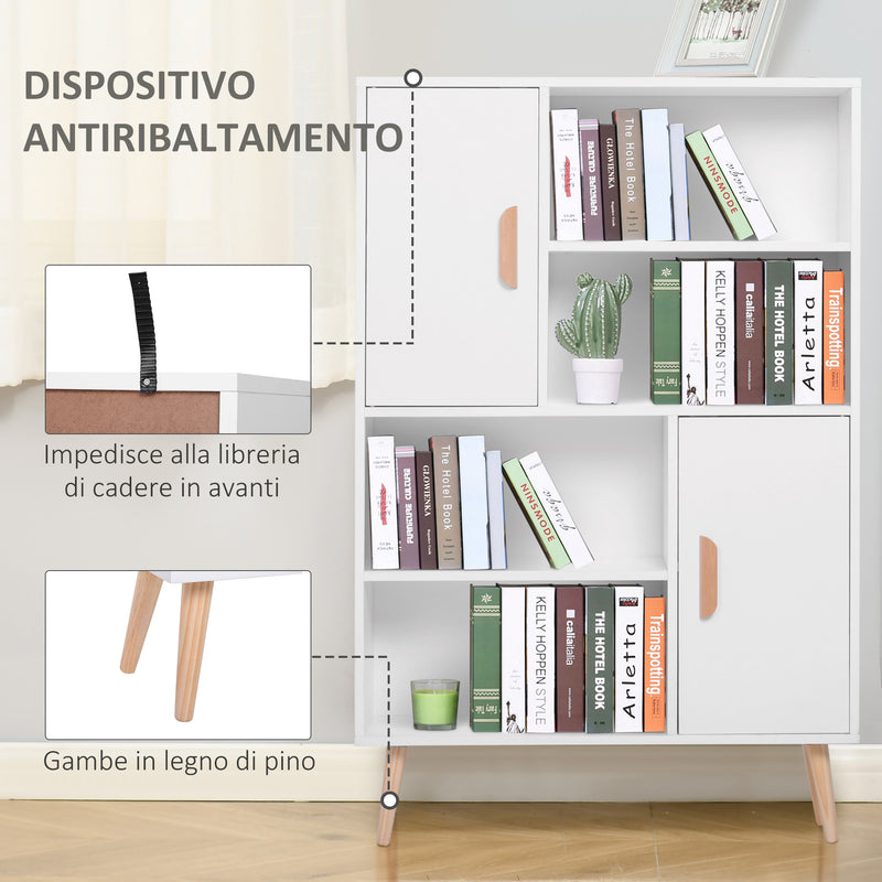 Libreria con Piedini in Legno di Pino Bianco 80x23.5x123 cm -6