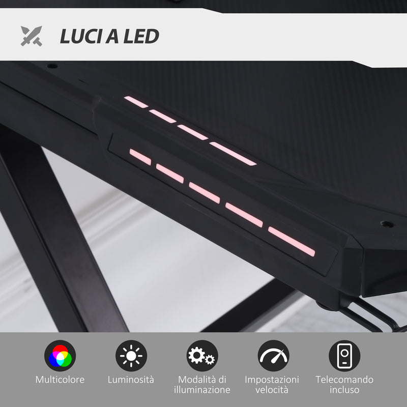 Scrivania da Gaming con Luci LED 120x60x73 cm in MDF Nero-5