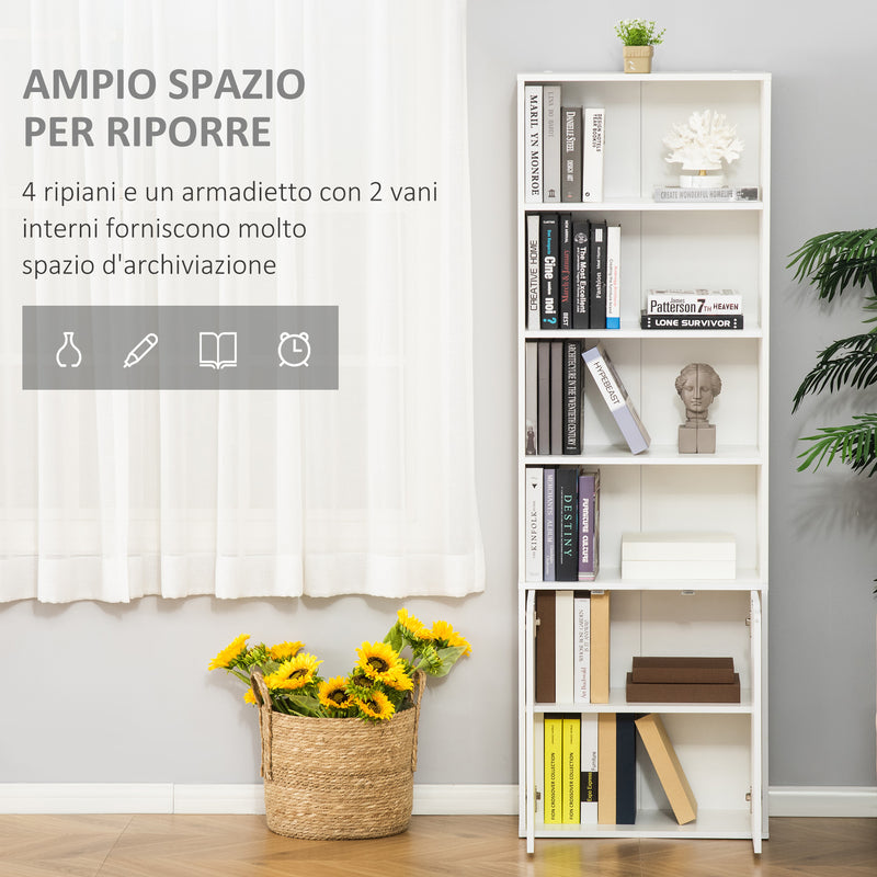 Libreria Moderna 5 Ripiani Bianco Rovere