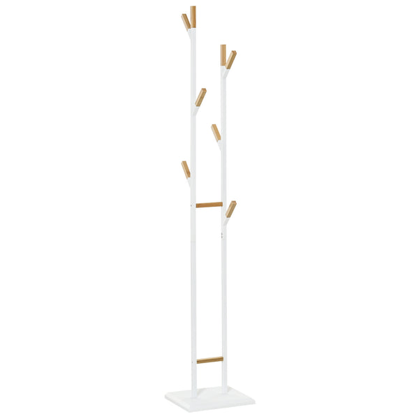 online Appendiabiti da Terra 34x30x183 cm in Metallo Bianco e Bambù