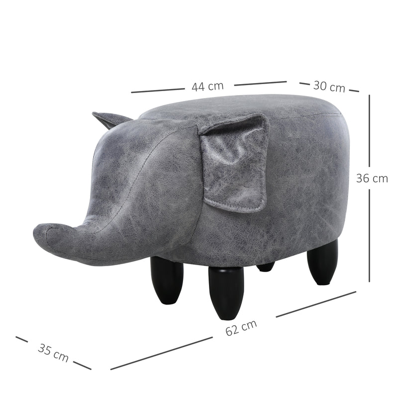 Pouf Poggiapiedi Elefante 72x35x36 cm  Grigio-3