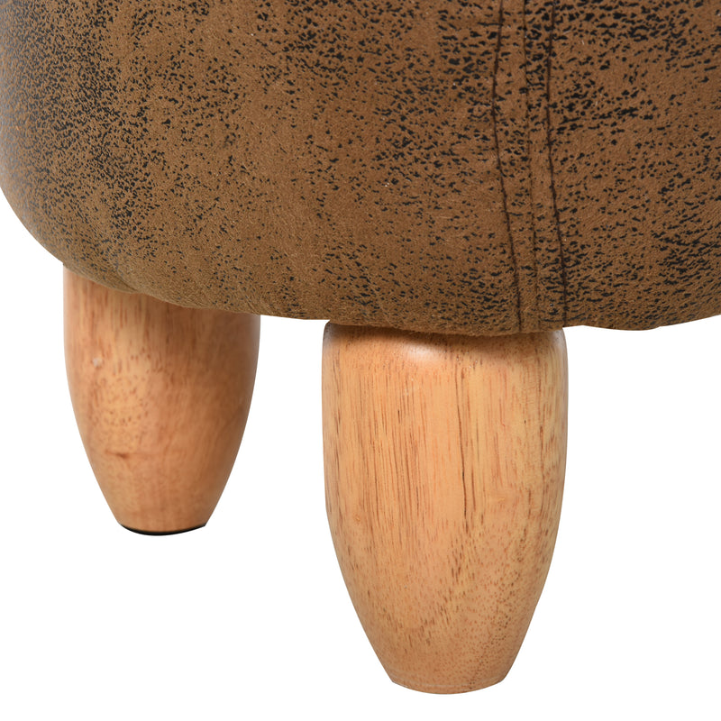 Pouf Poggiapiedi a Forma di Bufalo 62x35x36 cm in Tessuto Effetto Pelle Scamosciata Marrone-9