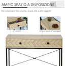 Tavolo Consolle per Ingresso 2 Cassetti 90x35x76 cm in Legno e Metallo -4
