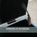 Panca Pouf Contenitore Imbottita 110x39x45 cm in Tessuto Effetto Lino Azzurro-6