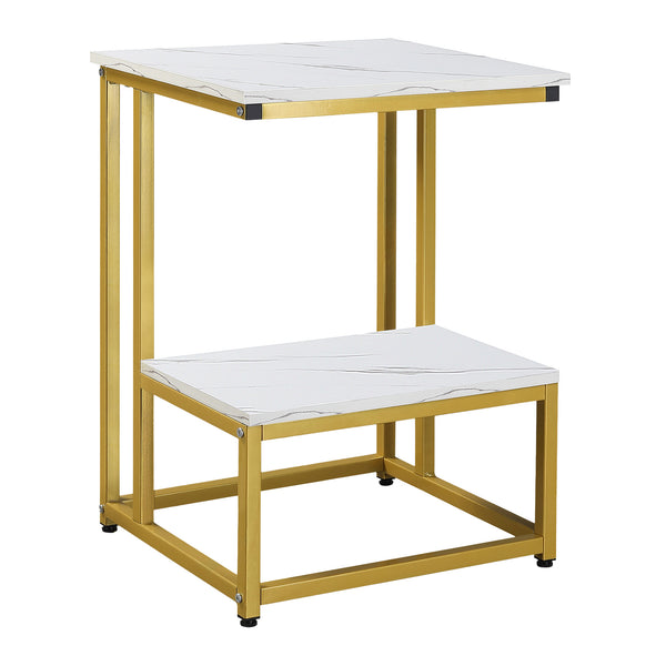 Tavolino Basso 45x40x61,5 cm in Metallo e Truciolare Bianco e Oro online