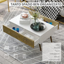 Tavolino Basso 4 Cassetti 100x53,5x45 cm in Truciolare e Legno di Faggio Bianco-4