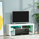 Mobile Porta TV Fino a 55" 140x35x52 cm con Luci LED Bianco-2