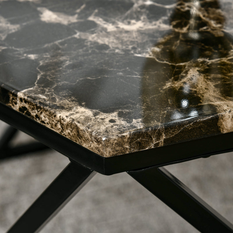 Tavolino da Salotto 81x70x51,2 cm Piano Effetto Marmo in MDF e Acciaio Nero-8