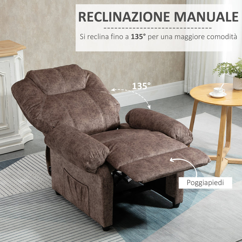 Poltrona Relax Manuale Reclinabile in Tessuto Marrone – acquista