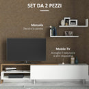 Mobile TV 180x29.5x41,3 cm con Mensole e Armadietto in Legno Bianco-5