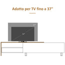 Mobile TV 180x29.5x41,3 cm con Mensole e Armadietto in Legno Bianco-7