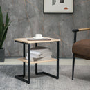 Tavolino da Caffè 45x35x48 cm con Mensola Inferiore in Acciaio e Legno-2
