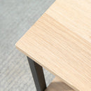 Tavolino da Caffè 45x35x48 cm con Mensola Inferiore in Acciaio e Legno-8