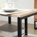 Tavolino da Caffè 45x35x48 cm con Mensola Inferiore in Acciaio e Legno-9