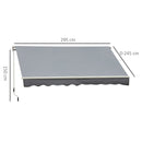 Tenda da Sole Avvolgibile a Parete 295x245 cm in Alluminio e Poliestere Grigio-3