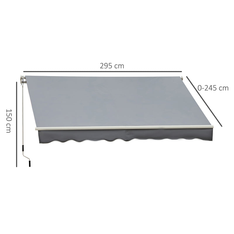 Tenda da Sole Avvolgibile a Parete 295x245 cm in Alluminio e Poliestere Grigio-3