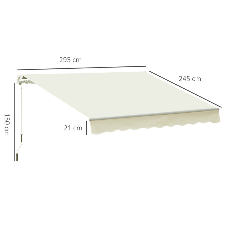 Tenda da Sole Avvolgibile a Parete 295x245 cm in Alluminio e Poliestere Bianco-3