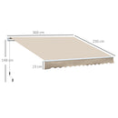 Tenda da Sole Avvolgibile a Parete 3,5x2,5m in Alluminio e Poliestre Beige-3