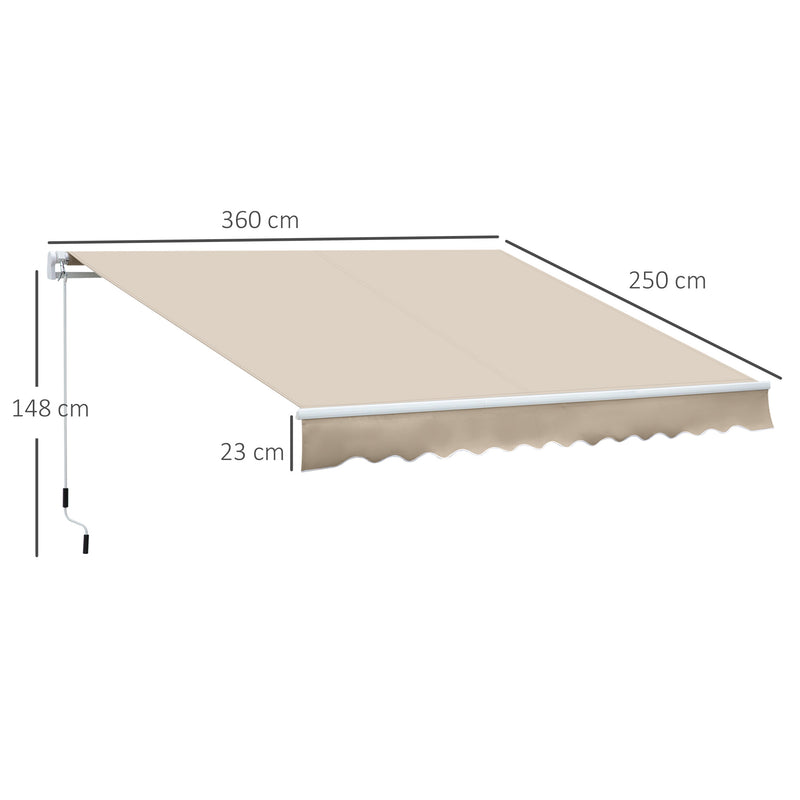 Tenda da Sole Avvolgibile a Parete 3,5x2,5m in Alluminio e Poliestre Beige-3