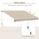 Tenda da Sole Avvolgibile a Parete 3,5x2,5m in Alluminio e Poliestre Beige-6