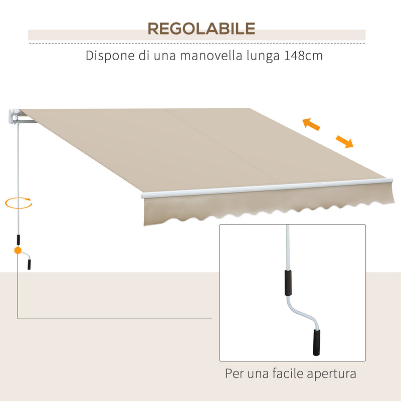 Tenda da Sole Avvolgibile a Parete 3,5x2,5m in Alluminio e Poliestre Beige-6