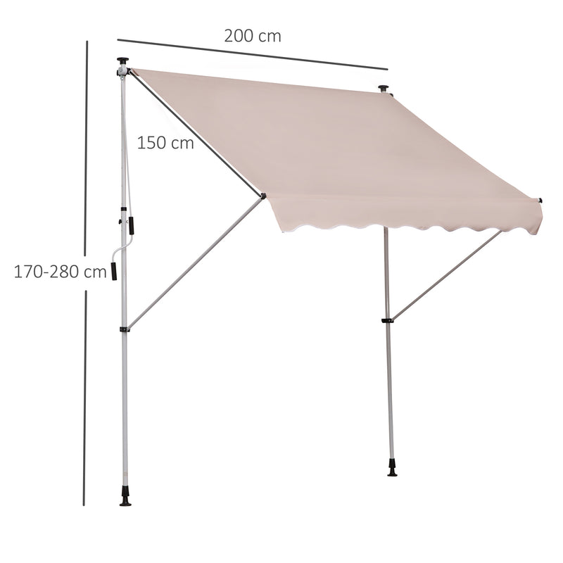 Tenda da Sole Avvolgibile 2x1,5m  Beige-3