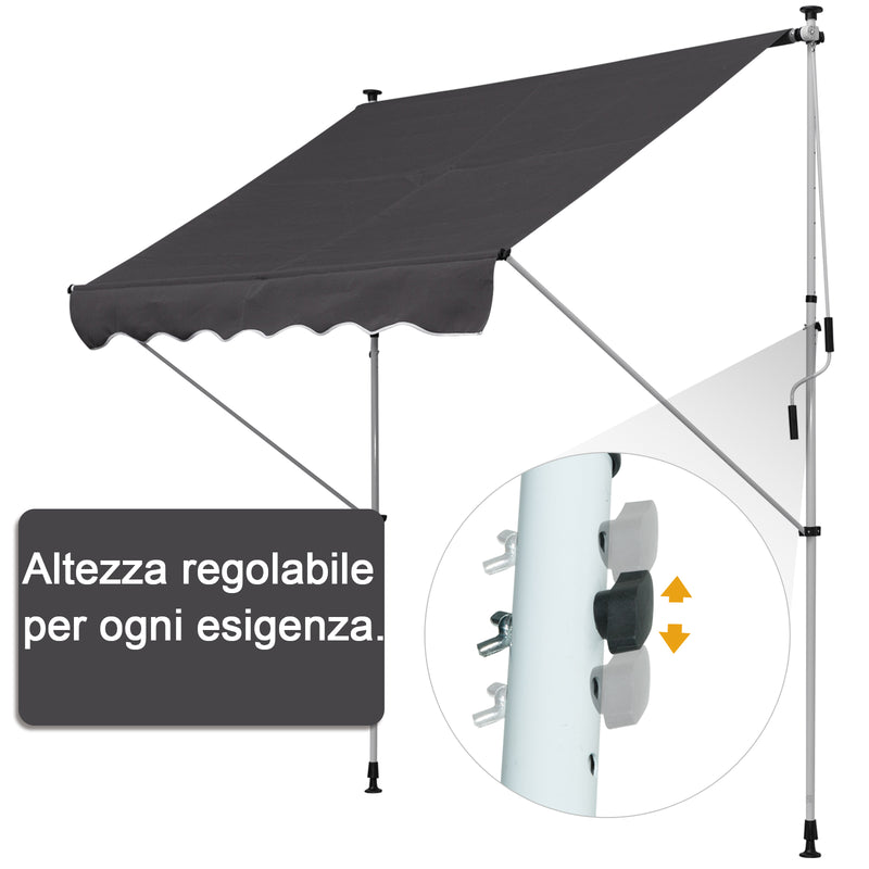 Tenda da Sole Avvolgibile 2x1,5m  Grigia-4