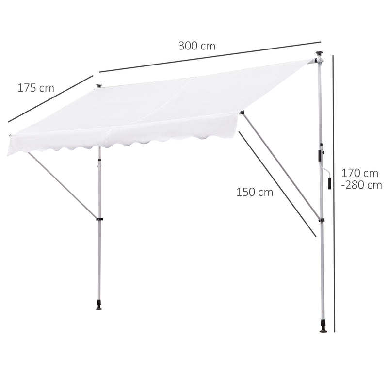 Tenda da Sole Avvolgibile 300x150cm  Casper Bianco-3