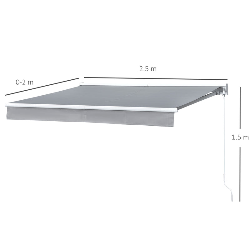 Tenda da Sole Avvolgibile a Parete 2,5x2m in Alluminio e Poliestere Grigia-3