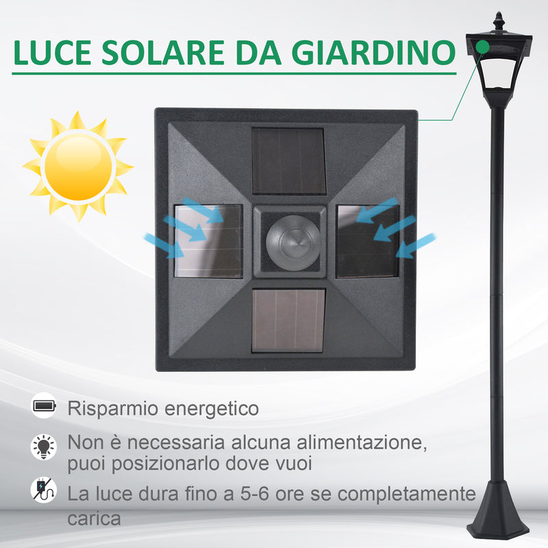 Lampione da Giardino Led a Energia Solare Nero 120 cm -6
