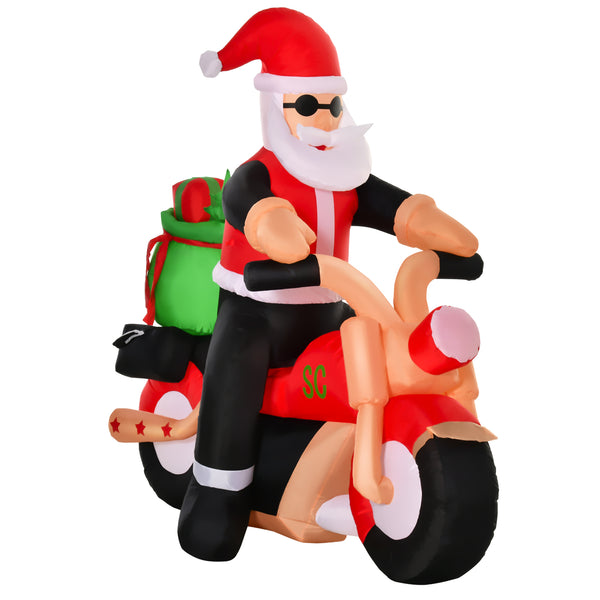 Babbo Natale Gonfiabile 180x90x165 cm con Motocicletta e Luci LED Multicolore online
