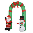 Arco Natalizio Gonfiabile H244 cm con Luci LED Babbo Natale e Pupazzo di Neve per Esterno -1