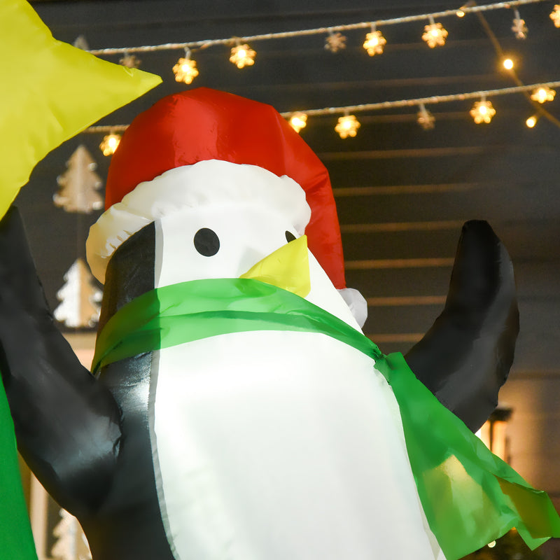 Babbo Natale Gonfiabile 170x115x243 cm con Pinguino e Pupazzo di Neve per Esterno -5