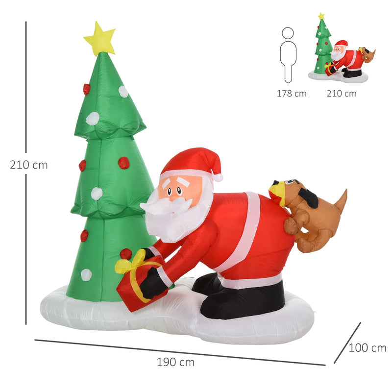 Babbo Natale con Albero Gonfiabile 190x100x210 cm con Luci a LED -3
