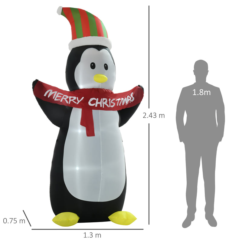 Pinguino Gonfiabile H243 con Luci LED Bianco e Nero-3