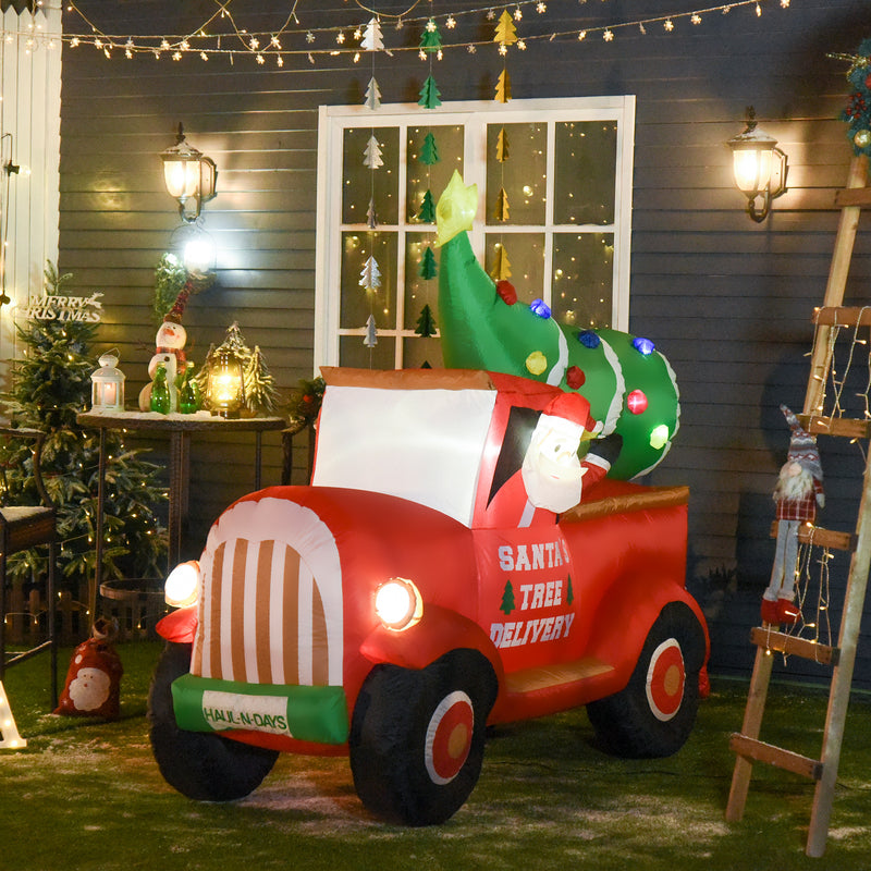 Babbo Natale con Camion e Albero Gonfiabile 215x102x180 cm con Luci a LED -2