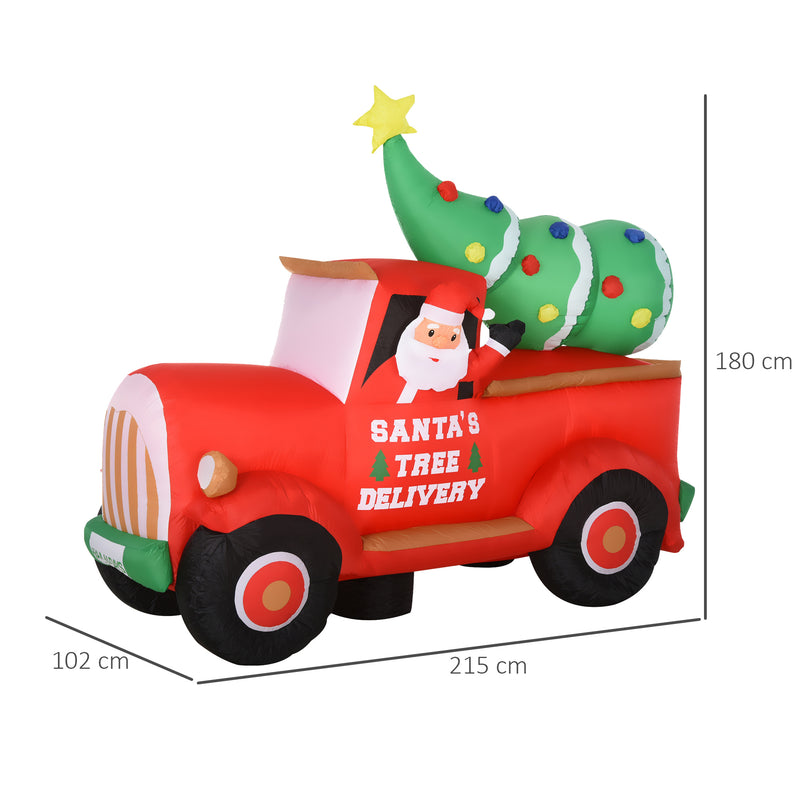 Babbo Natale con Camion e Albero Gonfiabile 215x102x180 cm con Luci a LED -3