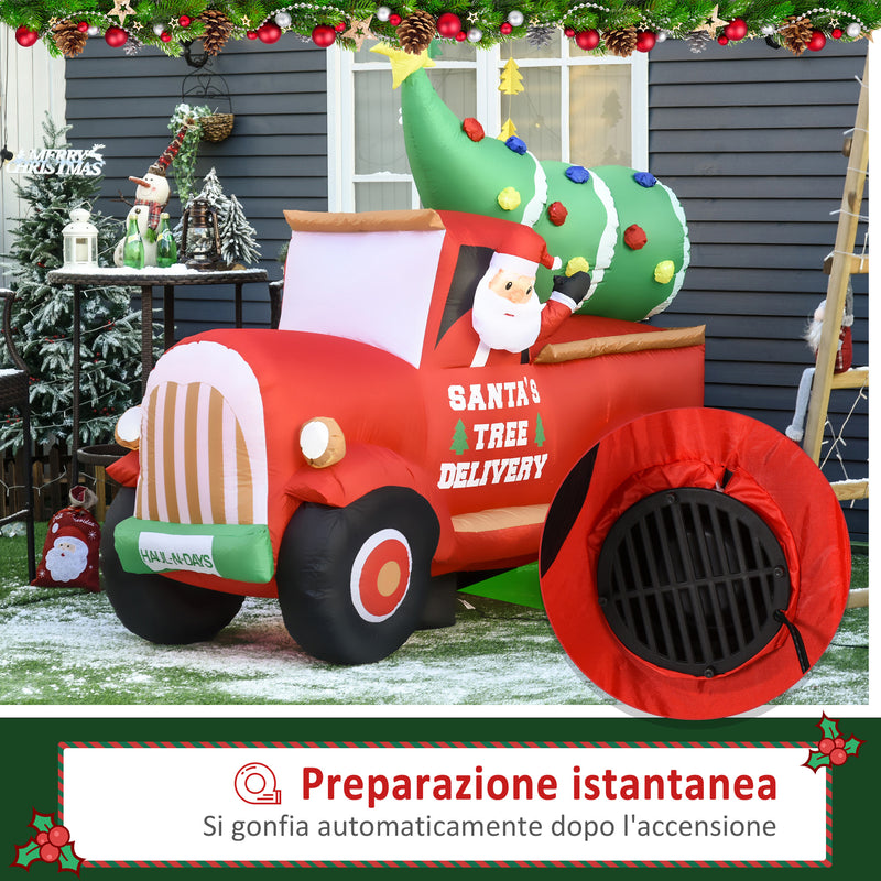 Babbo Natale con Camion e Albero Gonfiabile 215x102x180 cm con Luci a LED -4
