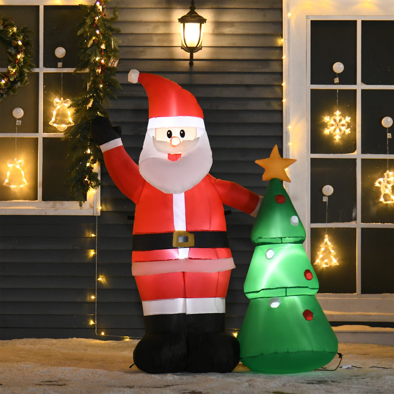 Babbo Natale Gonfiabile con Albero H150 cm Luminoso con LED Rosso-2