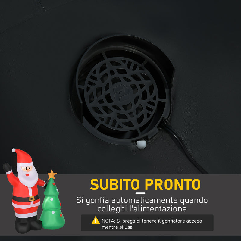 Babbo Natale Gonfiabile con Albero H150 cm Luminoso con LED Rosso-5