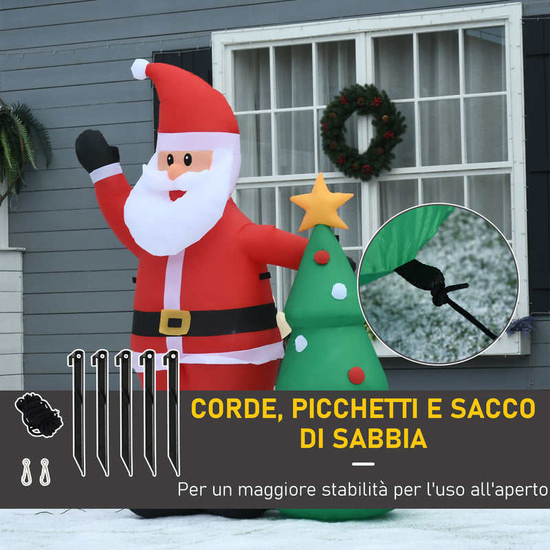Babbo Natale Gonfiabile con Albero H150 cm Luminoso con LED Rosso-7