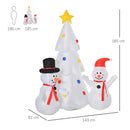 Albero di Natale Gonfiabile H185 cm con Pupazzi di Neve Bianco-3