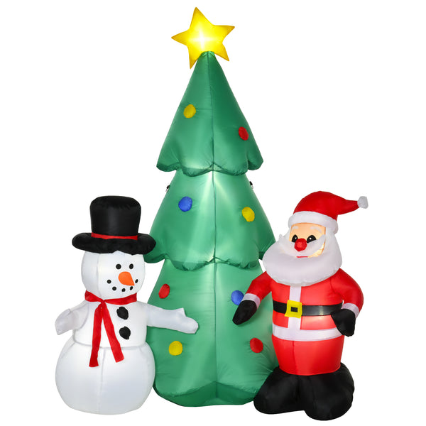 Albero di Natale Gonfiabile H185 cm con Pupazzo di Neve e Babbo Natale acquista