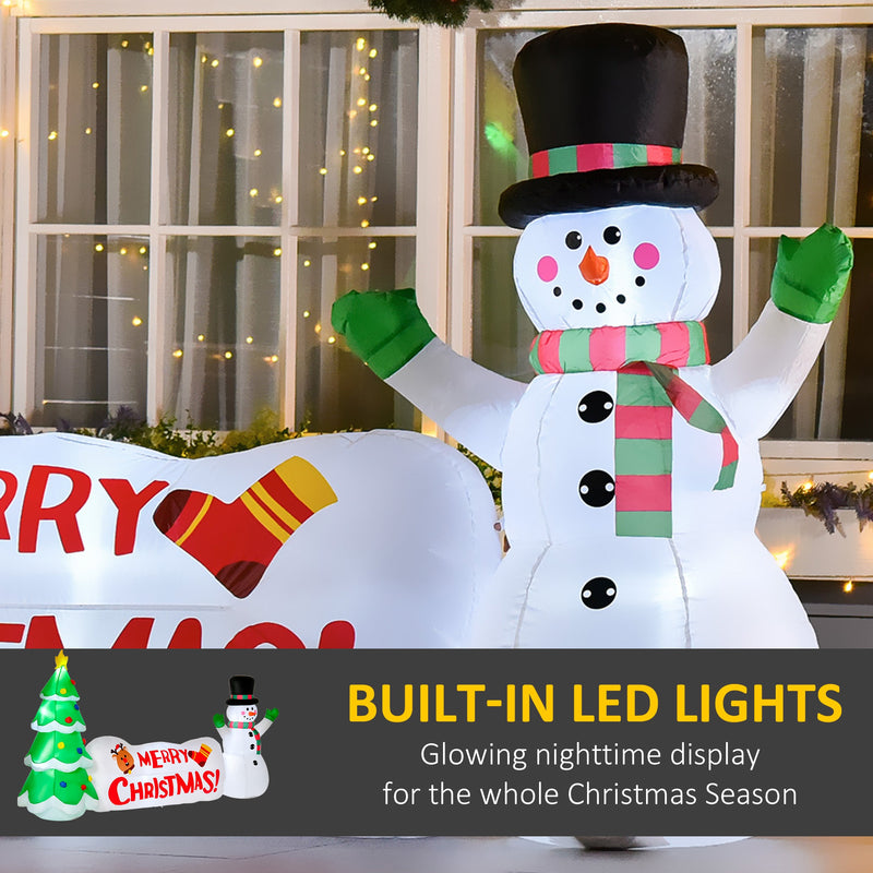 Albero di Natale Gonfiabile 163 cm con Pupazzo di Neve Scritta e Luci LED-4